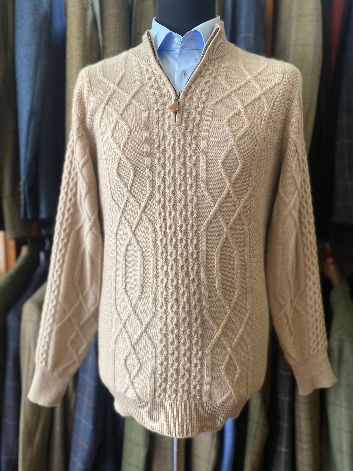 Knitwear quarter Zip Pure Cashmere Camel