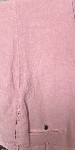 Mens Salmon pink pure linen summer trouser