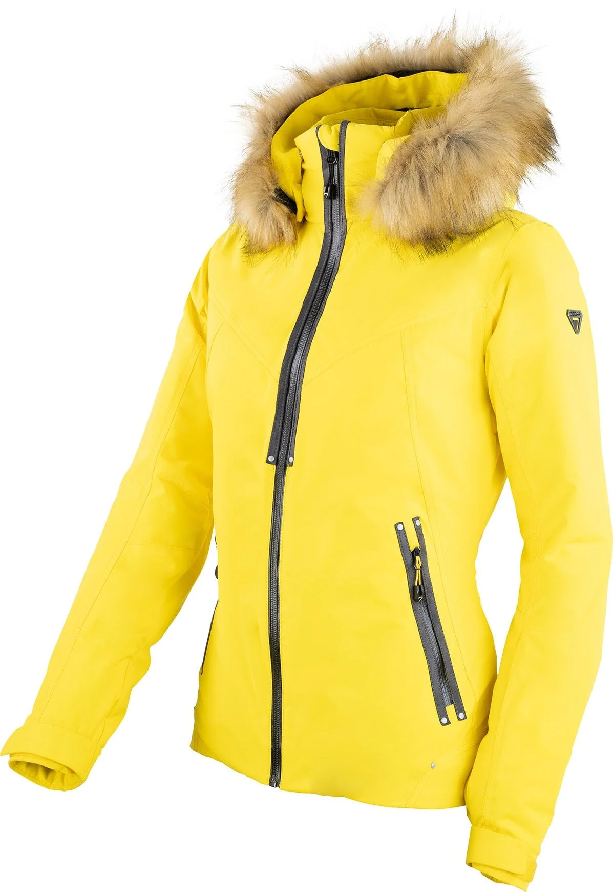 Degree 7 Ladies Yellow Geod Ski Jacket Faux Fur